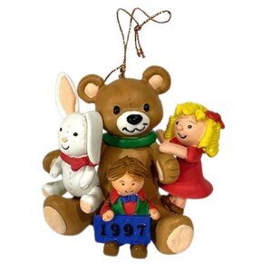 Vintage 1997 AGC ornament, Bear, Rabbit, boy, girl.